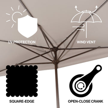 Sidney 9 ft. Classic MidCentury Rectangular Half Market Patio Umbrella